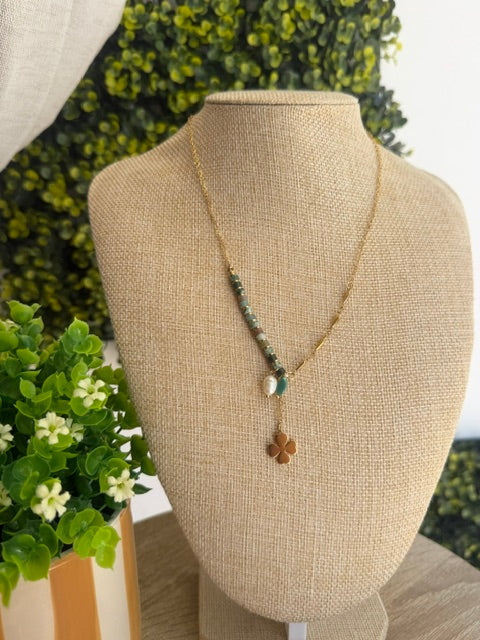 COLLIER LÉGER DORÉ PENDENTIF TRÈFLE