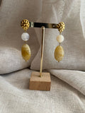 BOUCLES D'OREILLES DORÉES & BLANCHES