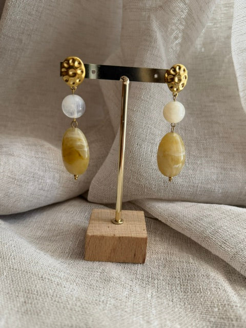 BOUCLES D'OREILLES DORÉES & BLANCHES