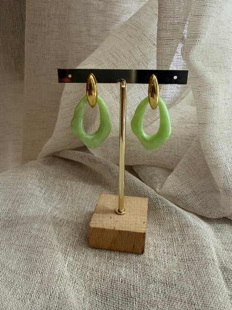 BOUCLES D'OREILLES DORÉE & VERTES