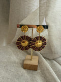 BOUCLES D'OREILLES DORÉES SOLEIL BORDEAUX