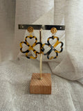 BOUCLES D'OREILLES TRÈFLE MOTIF LÉOPARD