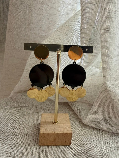 BOUCLES D'OREILLES DORÉES PENDENTIFS RONDS