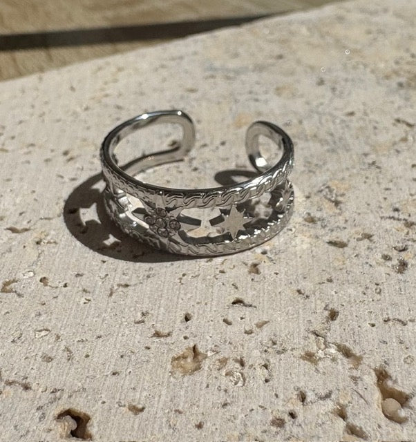 BAGUE ARGENT AJUSTABLE ÉTOILES