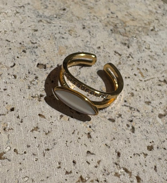 BAGUE OR AJUSTABLE NACRÉ