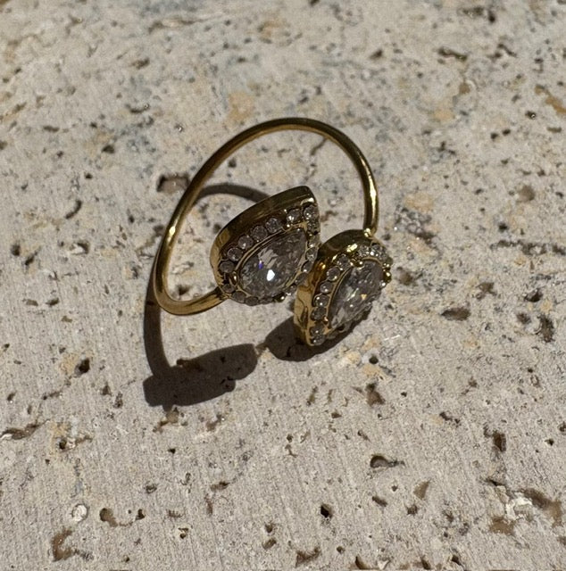 BAGUE OR AJUSTABLE GOUTTE DIAMANT