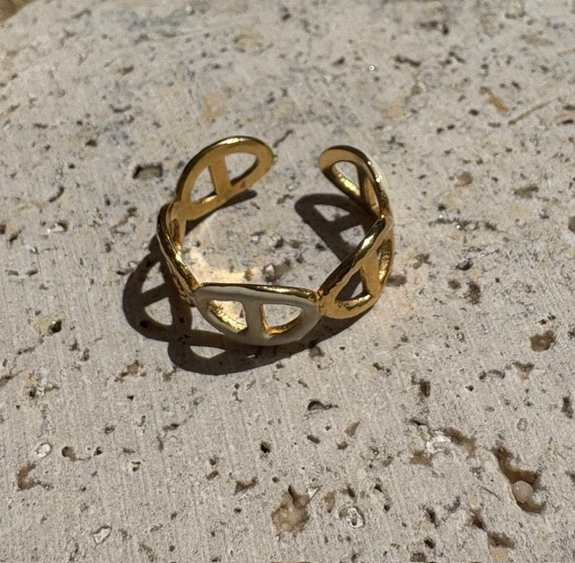 BAGUE OR & BLANC AJUSTABLE BOUCLE