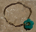 BRACELET DORÉ FLEUR VERT D'EAU