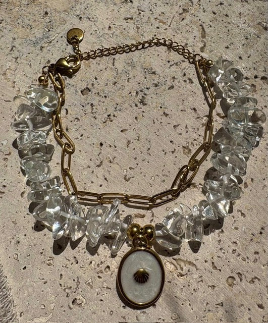 BRACELET DORÉ BRELOQUE TRANSPARENT
