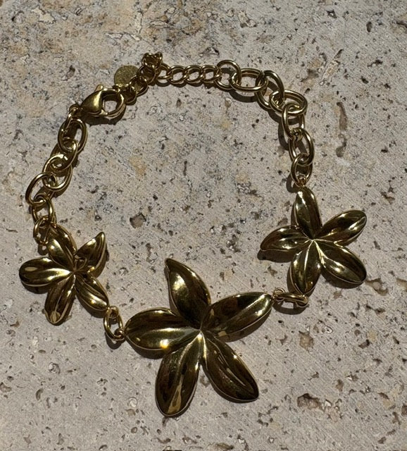 BRACELET DORÉ TROIS FLEURS