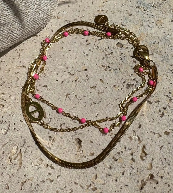 BRACELET FIN DORÉ TRIO ROSE