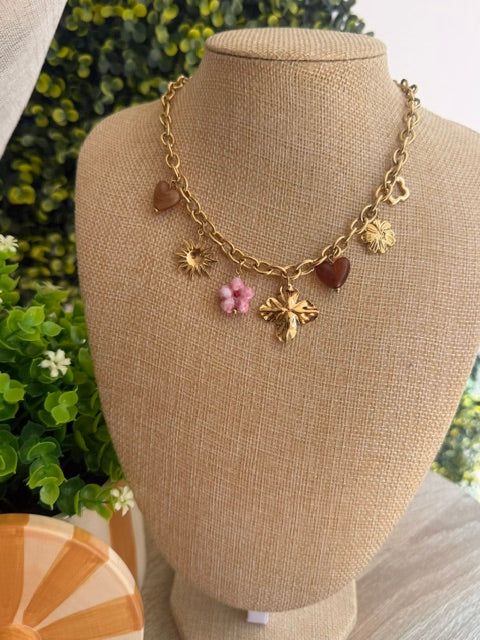 COLLIER DORÉ MARRON & VIOLET