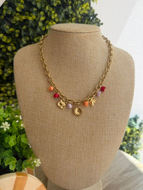 COLLIER DORÉ PENDENTIFS
