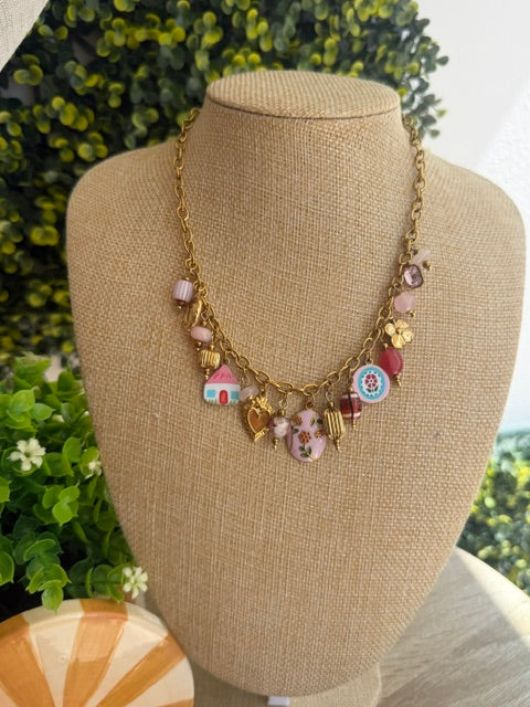 COLLIER DORÉ PENDENTIFS MAISON