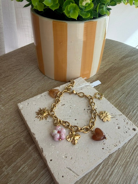 BRACELET BRELOQUES DORÉ & CAMEL