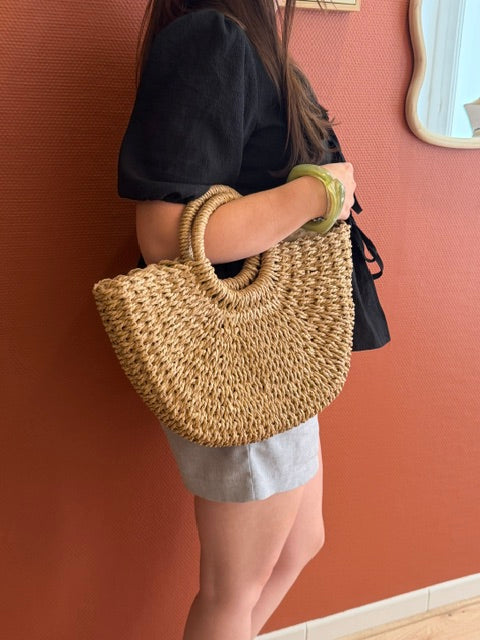 SAC CABAS TRESSÉ DEMI-LUNE