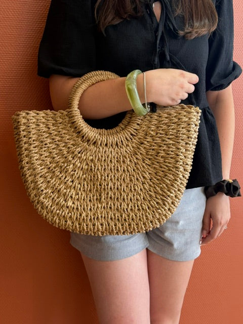 SAC CABAS TRESSÉ DEMI-LUNE