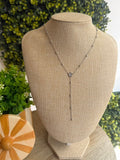 COLLIER SAUTOIR ARGENT FLEUR STRASS