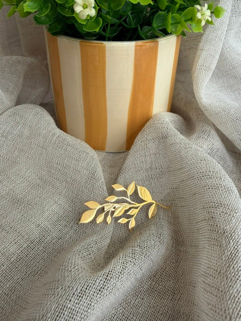 BROCHE FEUILLES DORÉE