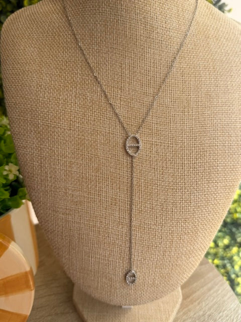 COLLIER SAUTOIR ARGENT PENDENTIF GRAIN DE CAFÉ STRASS