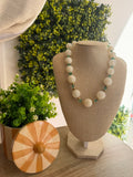 COLLIER PERLES BLANC & BLEU