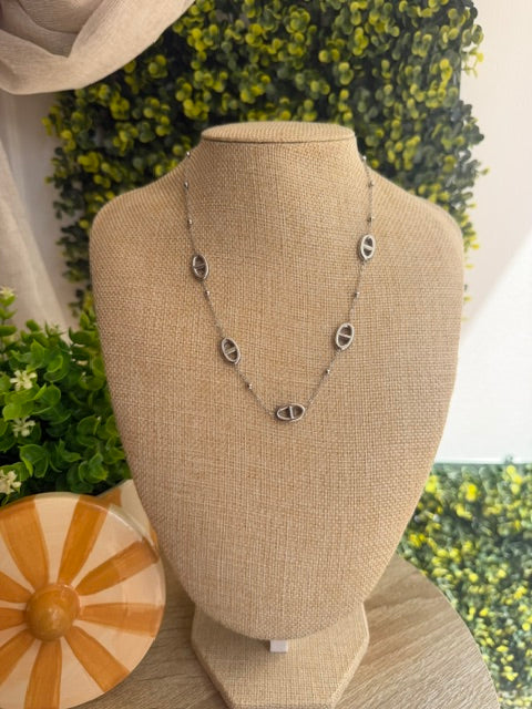 COLLIER ARGENT GRANDS GRAINS DE CAFÉ