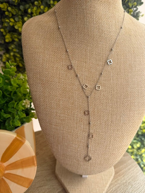 COLLIER SAUTOIR ARGENT FARANDOLE TRÈFLES