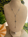 COLLIER SAUTOIR ARGENT STRASS & GRAINS DE CAFÉ