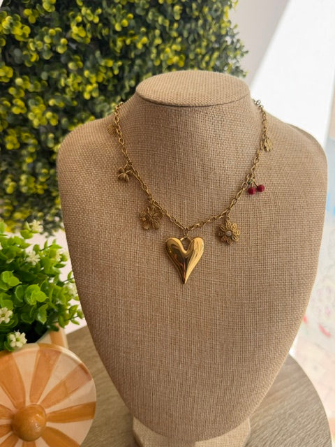 COLLIER DORÉ PENDENTIF COEUR