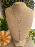 COLLIER SAUTOIR ARGENT PETITS TRÈFLES & PERLES